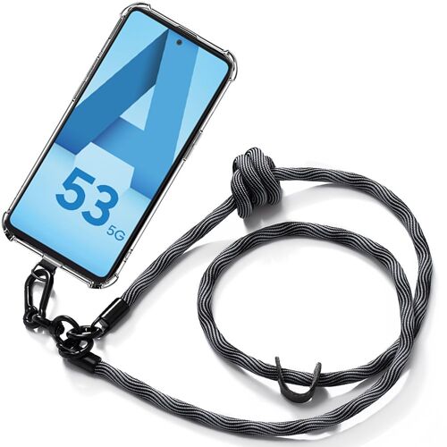 Coque Lanière pour Samsung Galaxy A53 5G Antichoc Protection Renforcée avec Lanière Robuste Gris - E.F.Connection