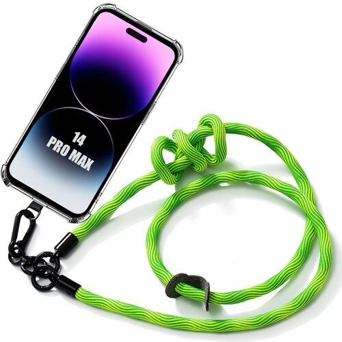 Coque Cordon Pour Iphone 14 Pro Max Protection Transparente Antichoc Avec Cordon Amovible Vert - E.F.Connection