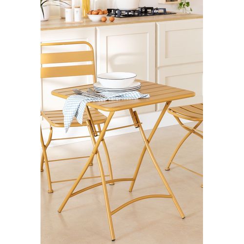 Table Pliante En Acier (60x60 Cm) Janti Moutarde