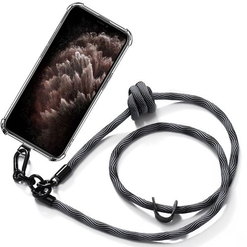 Coque Bandoulière Pour Iphone 11 Pro - Protection Antichoc Transparente Avec Bandoulière Gris - E.F.Connection