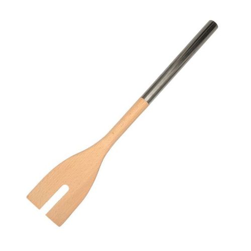 Fackelmann 30375 Fourchette À Salade En Bois De Hêtre Et À Manche En Inox, Couvert À Salade, Bois, Acier Inoxydable, 34x6cm