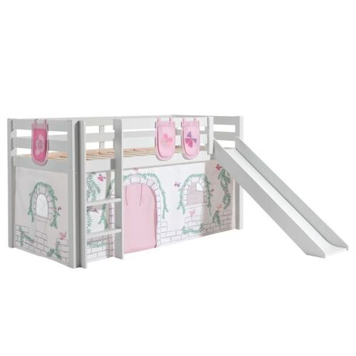 Vipack Pino Lit Mezzanine Avec Toboggan + Birdy Rideau De Lit Et 3 Pochettes