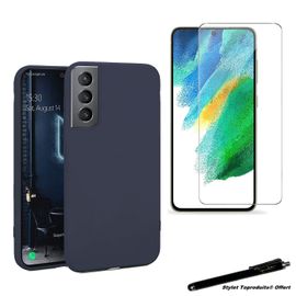 Coque De Protection Bleu + Verre Trempé Pour Samsung Galaxy S21 Fe Avec Stylet Toproduits®
