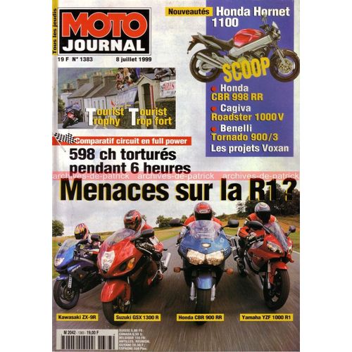 Moto Journal  N° 1383 : Kawasaki Zx-9r; Suzuki Gsx 1300 R; Honda Cbr 900 Rr; Yamaha Yzf 1000 R1; Honda Hornet 1100; Honda 998 Rr; Cagiva Roadster 1000 V; Benelli Tornado 900/3; Les Projets Voxan