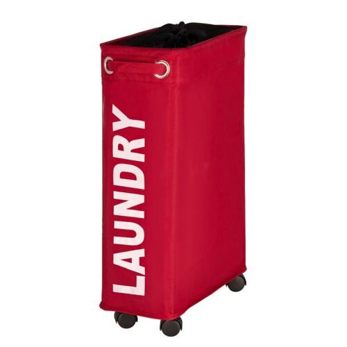 Panier à linge étroit à roulettes - Corno - 43 litres - Polyester - rouge WENKO