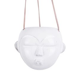 Cache-Pot Design Rond Suspendu Mask - H. 18 Cm - Blanc