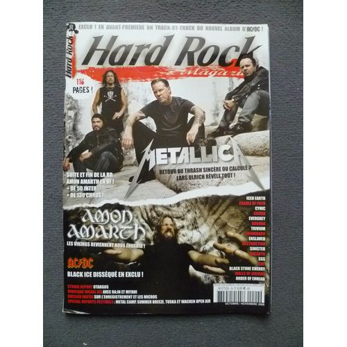 Hard Rock Magazine N° 20, Oct/Nov 2008, Metallica, Amon Amarth, Ac/Dc, Iced Earth, Cradle Of Filth, Dagoba, Enslaved, Sinister, Sup, Evergrey, Cynic