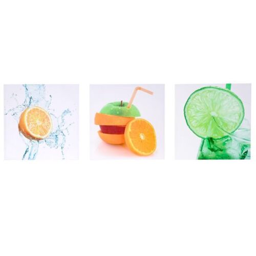 toile de décoration murale T376, réproduction, châssis tableau en 3 parties 150x50cm   Fruits