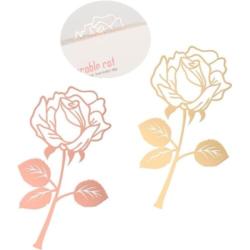 2pcs Marque-Pages Fleur, Marque Pages En Métal, Marque-Page En Métal Classique, Marque-Page Fleur Rose, Marque-Page En Acier Inoxydable , Marque-Livre En Métal, Marque-Pages Vintage, Pour Etudiant