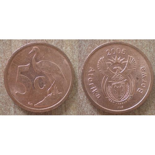 Afrique Du Sud 5 Cents 2005 Afrika Borwa Au Dos South Africa Piece 