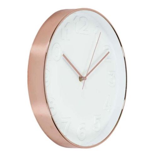Horloge ronde cuivrée et blanche 30.5 cm