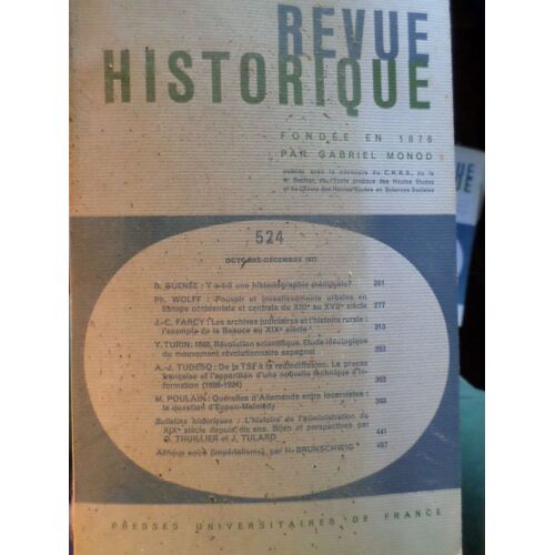 Revue Historique Fondée En 1876 N 524 Octobre - Decembre 1977