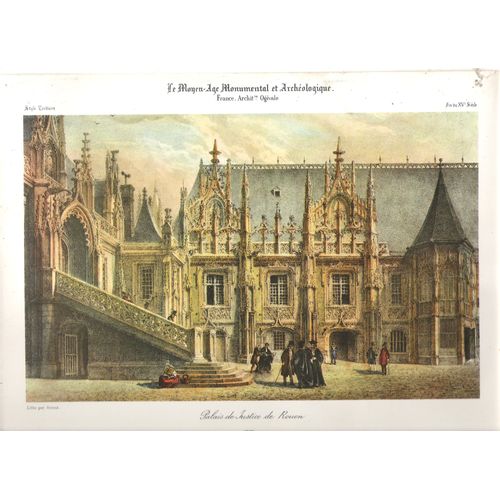 Lot De 3 Reproductions De Gravures Anciennes : Rouen On The Seine, La Bouille , Palais De Justice De Rouen 