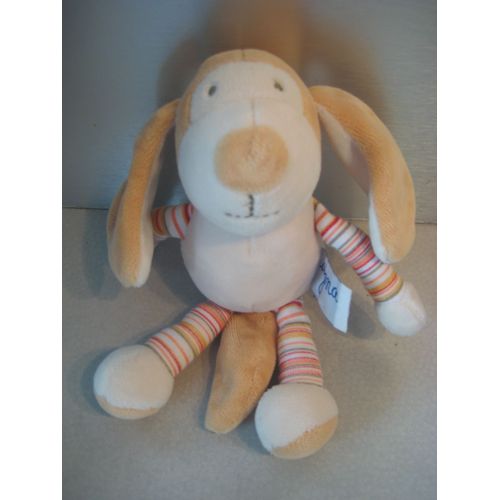 Doudou chien rayé arc en ciel multicolore Ajena 20 cm