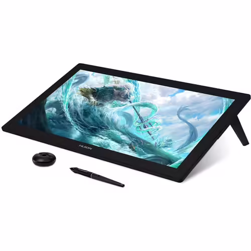 Tablette graphique HUION Kamvas Pro 24 4K UHD avec écran entièrement feuilleté, verre antireflet 140% sRGB et clé express sans fil KD100, 23,8 pouces noir