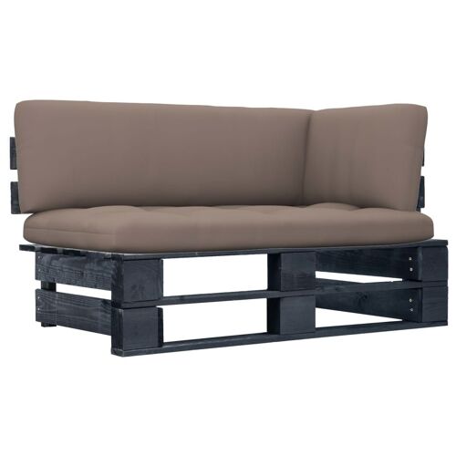 Vidaxl Canap¿¿ D'angle Palette De Jardin Noir Bois De Pin Impr¿¿Gn¿¿