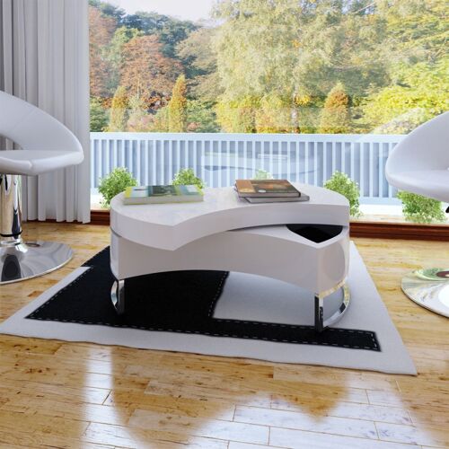 Table Basse À Forme Réglable Haute Brillance Blanc
