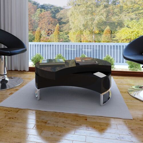 Table Basse À Forme Réglable Haute Brillance Noir