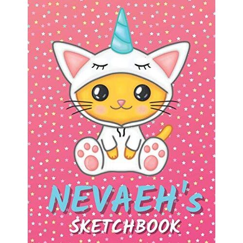 Nevaeh's Sketchbook: Cute Unicorn Personalized Notebook For Drawing, Writing, Doodling And Sketching Gift For Nevaeh