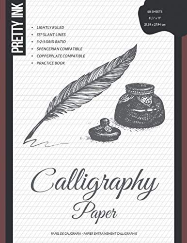 Calligraphy Paper - Practice Book: 60 Lightly Ruled Sheets In 3:2:3 Ratio With 55 Degrees Slant Lines For Hand Lettering, Spencerian, Copperplate, Cursive And Modern Calligraphy