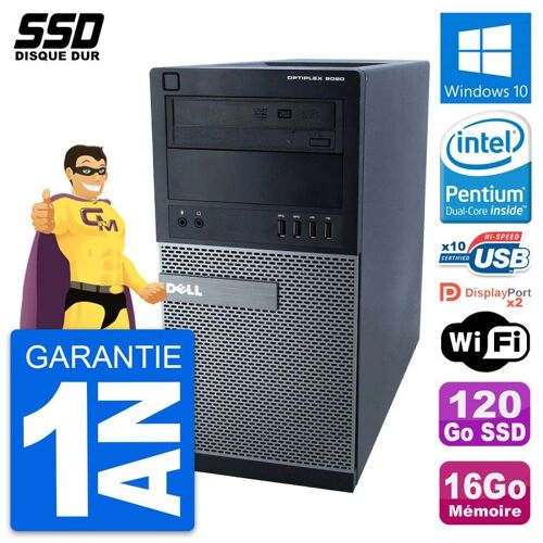 PC Tour Dell OptiPlex 9020 Pentium G3220 RAM 16Go SSD 120Go Windows 10 Wifi