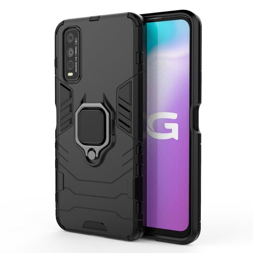 SATURCASE Coque pour Vivo Y70S Y51S Y50T, Bague Béquille Hybride 2 en 1 [PC & Silicone] Double Couche Pare-Chocs Antichoc Protecteur Housse Étui Coque pour Vivo Y70S Y51S Y50T (Noir)
