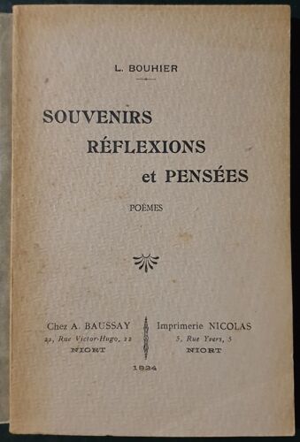 Souvenirs Réflexions Et Pensées - Poèmes
