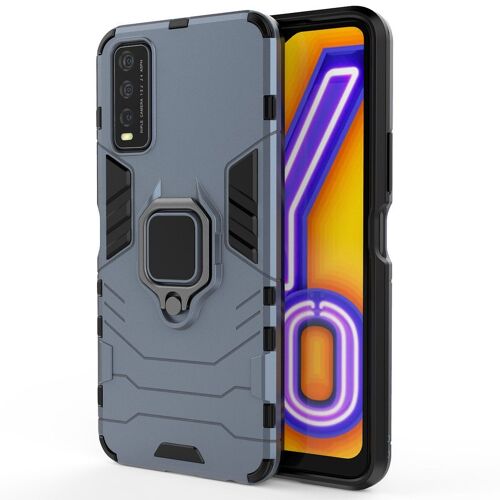 Saturcase Coque Pour Vivo Y11s Y12a Y12s Y20 Y20a Y20s, Bague Béquille Hybride 2 En 1 [Pc & Silicone] Double Couche Pare-Chocs Antichoc Protecteur Housse Étui Coque Pour Vivo Y11s Y12a Y12s Y20 Y20a Y20s (Bleu Marine)