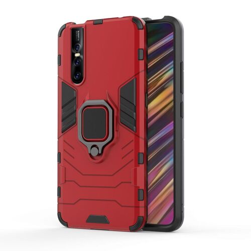 SATURCASE Coque pour Vivo V15 Pro, Bague Béquille Hybride 2 en 1 [PC & Silicone] Double Couche Pare-Chocs Antichoc Protecteur Housse Étui Coque pour Vivo V15 Pro (Rouge)