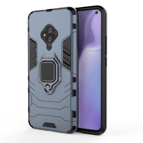 SATURCASE Coque pour Vivo S5, Bague Béquille Hybride 2 en 1 [PC & Silicone] Double Couche Pare-Chocs Antichoc Protecteur Housse Étui Coque pour Vivo S5 (Bleu Marine)
