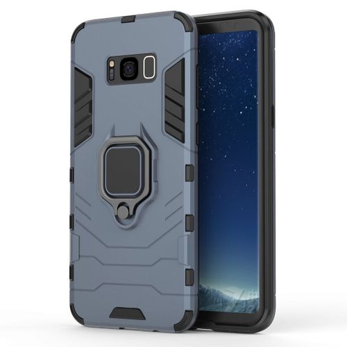 Saturcase Coque Pour Samsung Galaxy S8 Plus, Bague Béquille Hybride 2 En 1 [Pc & Silicone] Double Couche Pare-Chocs Antichoc Protecteur Housse Étui Coque Pour Samsung Galaxy S8 Plus (Bleu Marine)