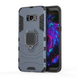 Saturcase Coque Pour Samsung Galaxy S8, Bague Béquille Hybride 2 En 1 [Pc & Silicone] Double Couche Pare-Chocs Antichoc Protecteur Housse Étui Coque Pour Samsung Galaxy S8 (Bleu Marine)