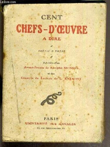 Cent Chefs-D'oeuvre A Dire - Poesie Et Prose -