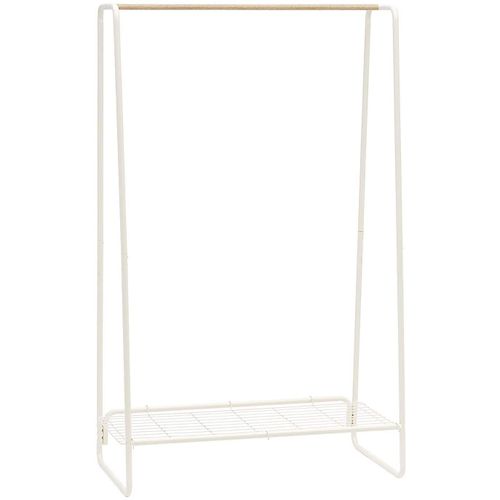 Iris Ohyama - Portant penderie vêtement / Porte-manteaux avec supports accessoires en bois MDF et métal - Garment Rack PI-B5 L - Chêne clair et blanc, 90 x 49,5 x 150 cm