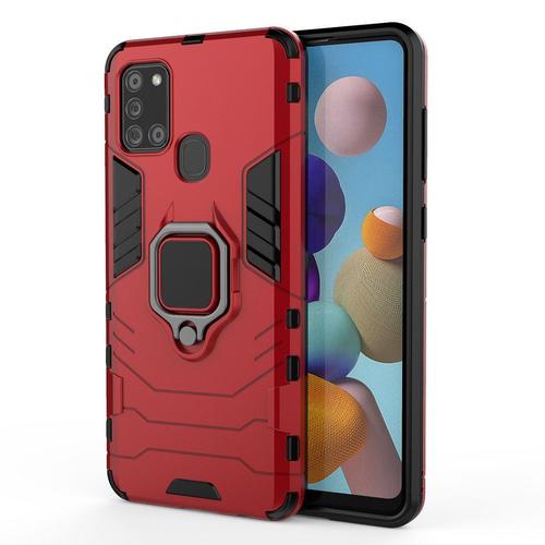 SATURCASE Coque pour Samsung Galaxy A21S, Bague Béquille Hybride 2 en 1 [PC & Silicone] Double Couche Pare-Chocs Antichoc Protecteur Housse Étui Coque pour Samsung Galaxy A21S (Rouge)