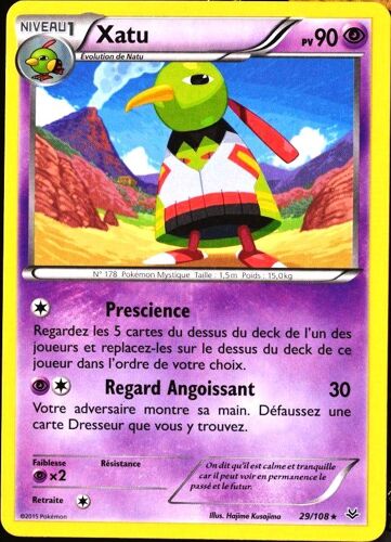 Carte Pokémon 29/108 Xatu 90 Pv - Rare Xy06 Ciel Rugissant Neuf Fr