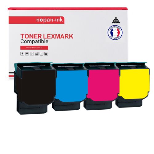 4 Toner pour LEXMARK CX 310 CX 410 CX 510 Black + Cyan + Magenta + Jaune 2500 Pages avec CX310N CX310DN CX410E CX410DE CX410DTE CX510DE CX510DE CX510DTE