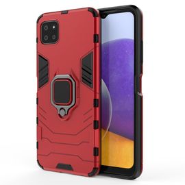 Saturcase Coque Pour Samsung Galaxy A22 5g, Bague Béquille Hybride 2 En 1 [Pc & Silicone] Double Couche Pare-Chocs Antichoc Protecteur Housse Étui Coque Pour Samsung Galaxy A22 5g (Rouge)