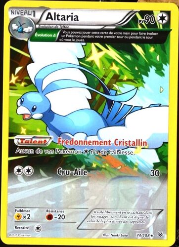Carte Pokémon 74/108 Altaria 90 Pv - Rare Xy06 Ciel Rugissant Neuf Fr