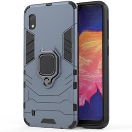 Saturcase Coque Pour Samsung Galaxy A10, Bague Béquille Hybride 2 En 1 [Pc & Silicone] Double Couche Pare-Chocs Antichoc Protecteur Housse Étui Coque Pour Samsung Galaxy A10 (Bleu Marine)