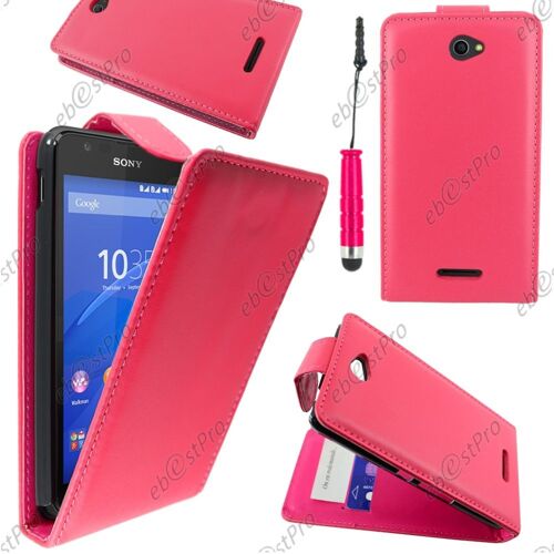 ebestStar ® Housse Coque Etui Simili Cuir à Rabat vertical pour Sony Xperia E4G, E4G Dual, Couleur Rose + Mini Stylet + Film protection d'écran