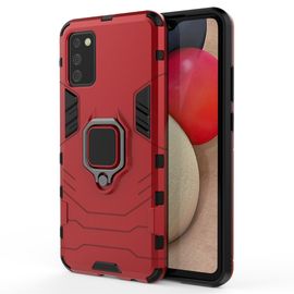 Saturcase Coque Pour Samsung Galaxy A02s, Bague Béquille Hybride 2 En 1 [Pc & Silicone] Double Couche Pare-Chocs Antichoc Protecteur Housse Étui Coque Pour Samsung Galaxy A02s (Rouge)