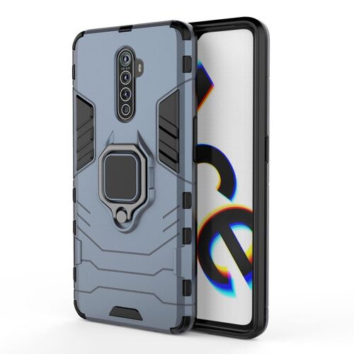 Saturcase Coque Pour Oppo Reno Ace / Realme X2 Pro, Bague Béquille Hybride 2 En 1 [Pc & Silicone] Double Couche Pare-Chocs Antichoc Protecteur Housse Étui Coque Pour Oppo Reno Ace / Realme X2 Pro (Bleu Marine)