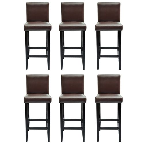 Tabourets De Bar 6 Pcs Marron Foncé Similicuir