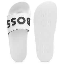 Boss Sandales De Bain Pour Kirk Slid Chaussures De Bain Tongs Logo Blanc Eur