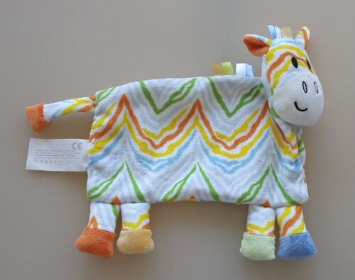 Doudou Plat Zèbre La Halle / Brioche Rayé Zig-Zag Multicolore 23 Cm