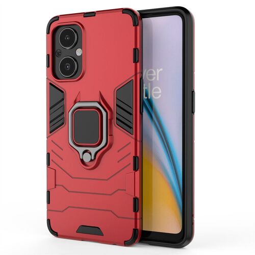 SATURCASE Coque pour OnePlus Nord N20 5G, Bague Béquille Hybride 2 en 1 [PC & Silicone] Double Couche Pare-Chocs Antichoc Protecteur Housse Étui Coque pour OnePlus Nord N20 5G (Rouge)
