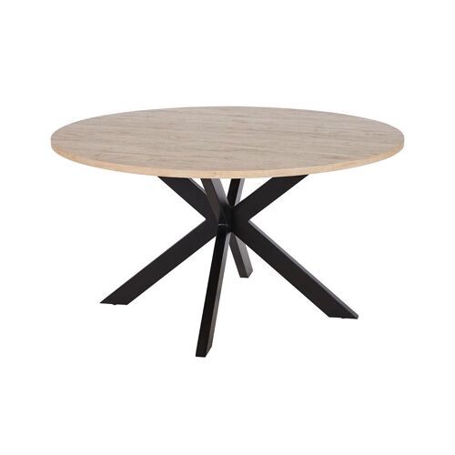 Table à manger TILKI - 4 couverts - MDF & Métal - Chêne et Noir