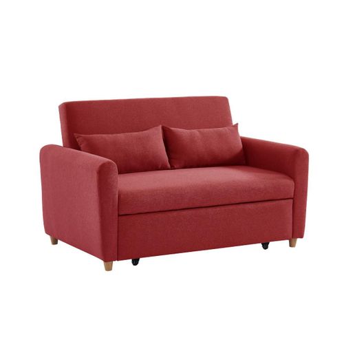 Canapé 2 Places Convertible En Tissu Ayla - Rouge
