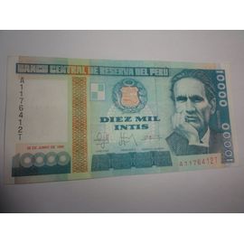 Billet 10 000 Intis Pérou 1988